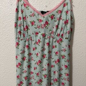 Floral Sleeveless Dress with Pink Roses
